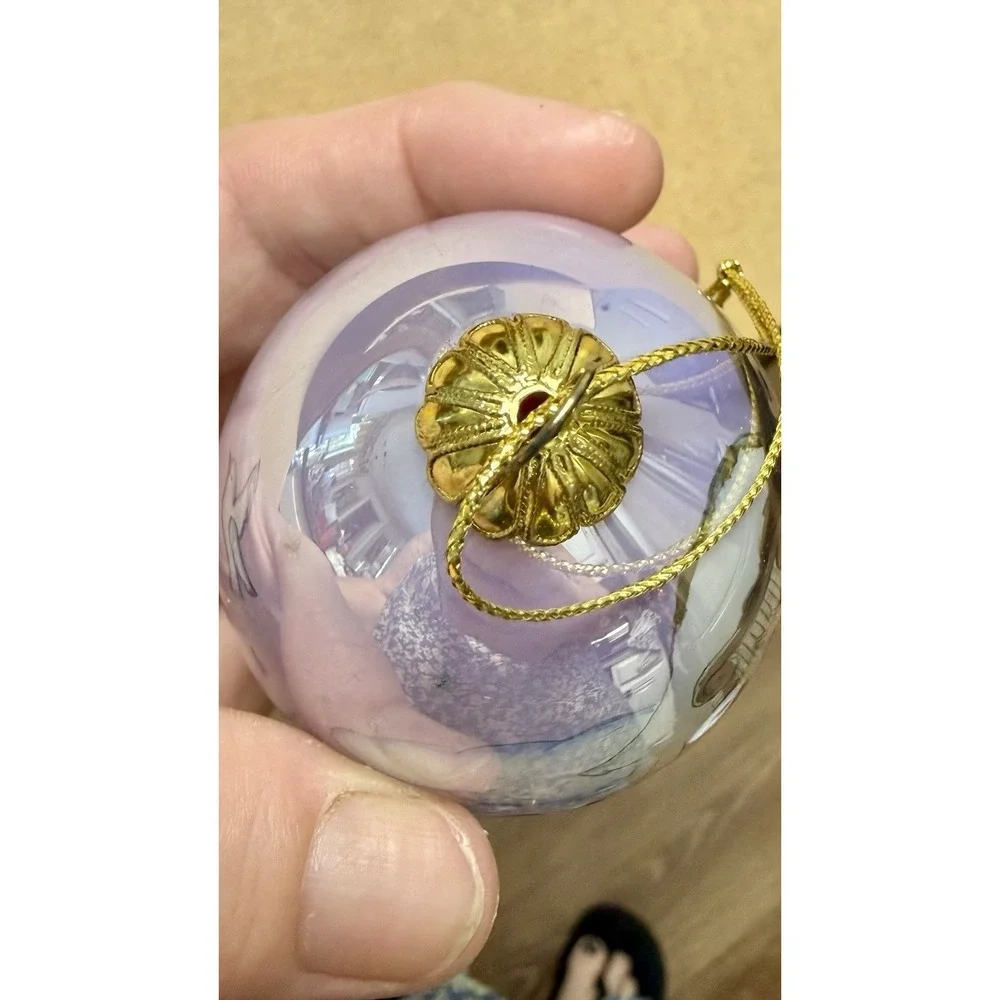 VTG Pier 1 Imports Li Bien Angel Harp Iridescent Christmas Teardrop Ornament 5